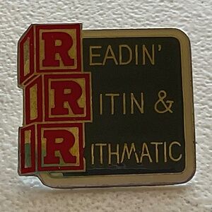 Vintage 1989 Tac Pin Read Ritin & Rithmatic